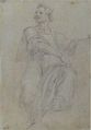 Seated Crowned Male Figure Holding a Book or Scroll (recto); Seated Nude Boy (verso), Bernardino Poccetti (Italian, San Marino di Valdelsa 1548–1612 Florence), Charcoal on blue paper (recto); charcoal (verso)